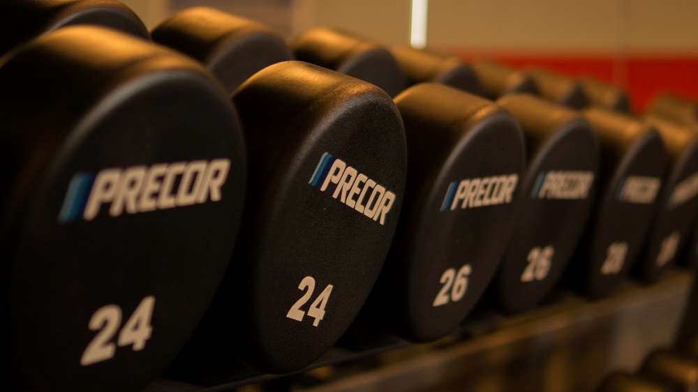 stack at weights at the gym